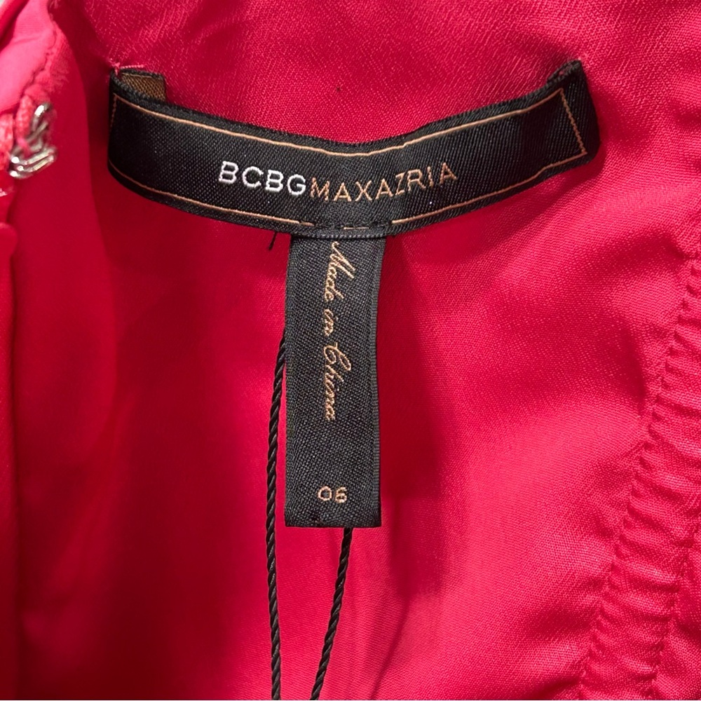 NWT BCBGMaxAzria Ladies 6 Neon Pink Taffeta Dress Cocktail - Picture 5 of 13